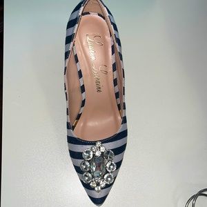 Size 9 Navy Stripe high heels